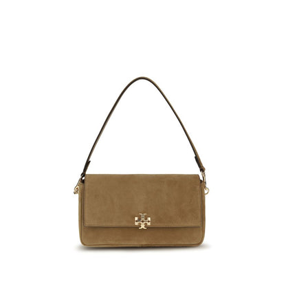 Mini Shoulder Bag by Tory Burch for women in suede leather beige features an effortlessly chic silhouette with a secure zipper & magnetic, ample , and versatile shoulder-strap for effortlessly chic everyday luxury.
