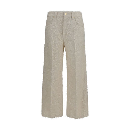 Trousers by Brunello Cucinelli for women in denim cotton beige features an on trend silhouette, showcasing a sophisticated straight, regular-fit & cropped with a cropped and for an on trend finish.