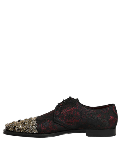 Dolce & Gabbana Black Red Embellished Derby Dress Formal Shoes