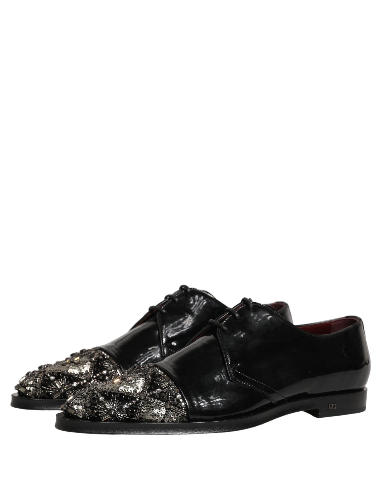 Dolce & Gabbana Black Embellished Men Derby Dress Formal Shoes