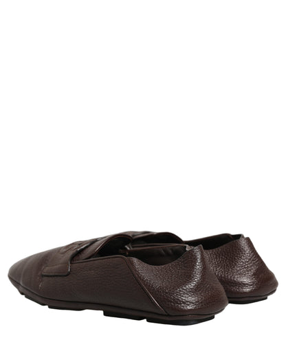 Dolce & Gabbana Brown Deerskin Leather Driver Loafers Shoes
