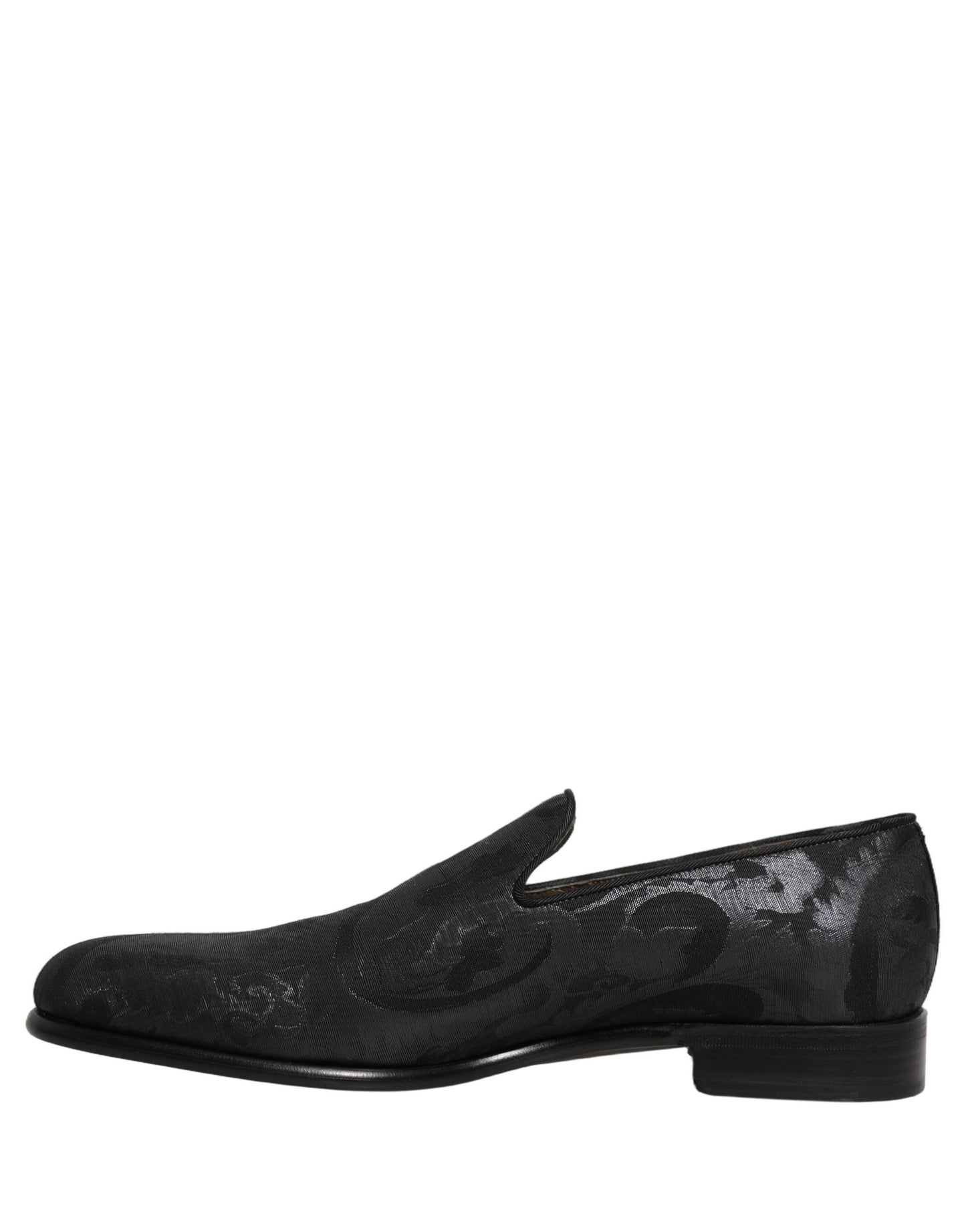 Dolce & Gabbana Black Brocade Men Slip On Dress Loafers Shoes