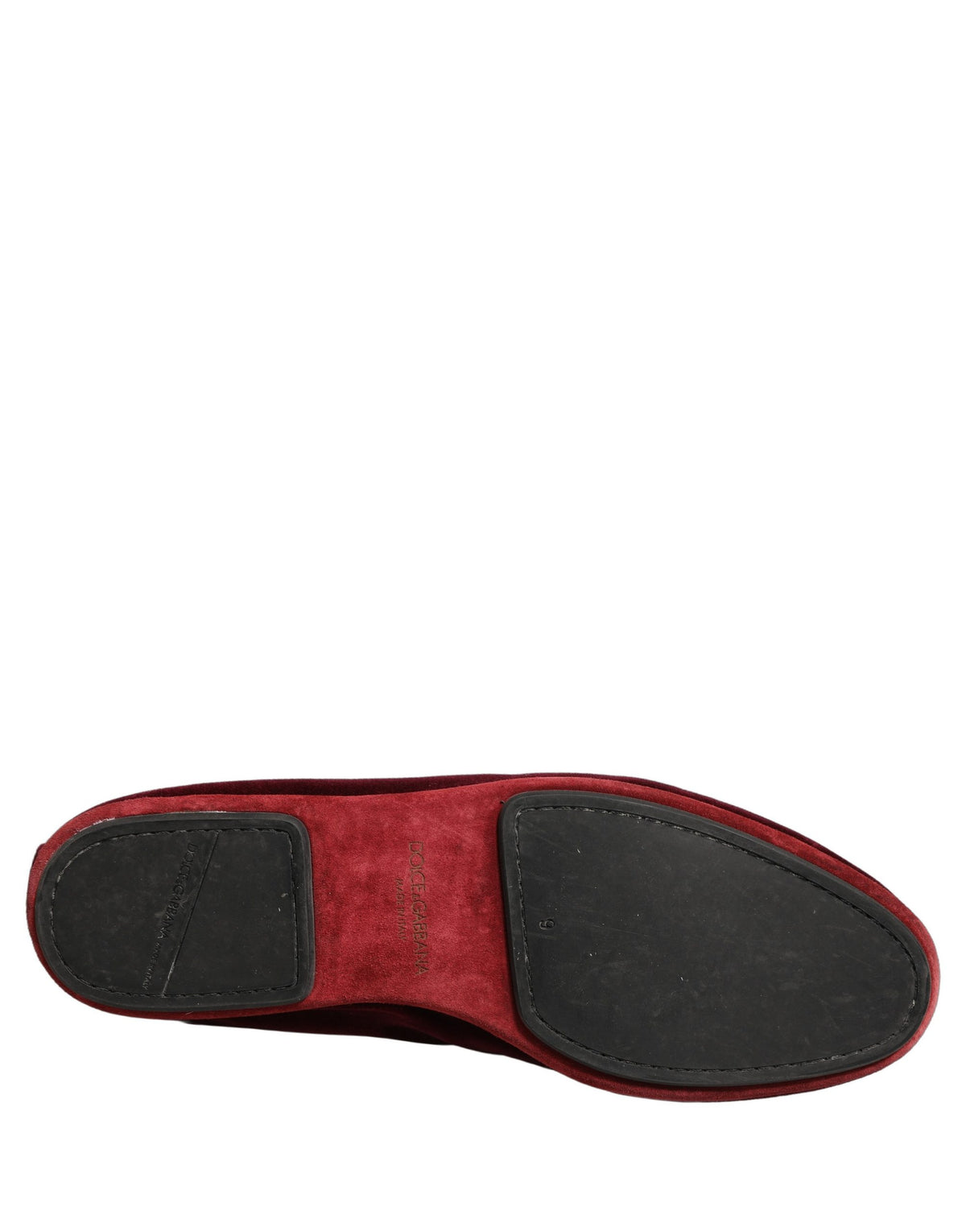 Dolce & Gabbana Men's Leather & Velvet Loafer Slip-On Shoes - Burgundy Gold