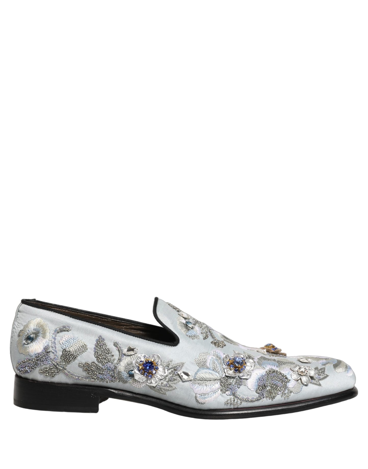 Dolce & Gabbana White Floral Embellished Men Loafers  Shoes
