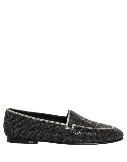 Dolce & Gabbana Men's Leather & Crystal Loafer Slip-On Shoes - Black