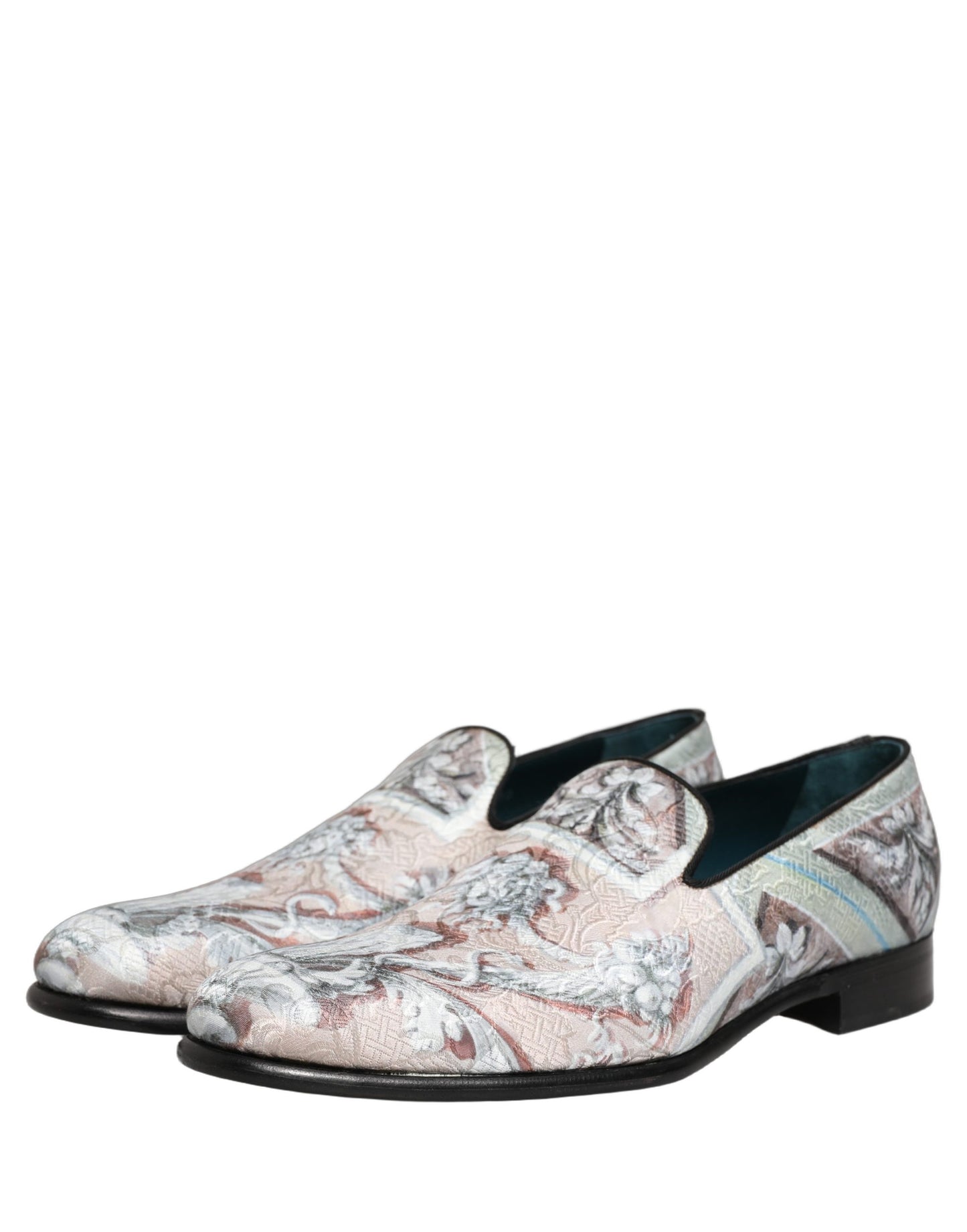 Dolce & Gabbana Multicolor Velvet Baroque Dress Loafers Shoes