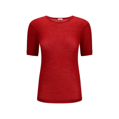 T-Shirt by Versace for women in wool multicolor & signature showcases a unassuming silhouette, artfully detailed with a refined and unassuming short-sleeve for a sophisticated, contemporary look.