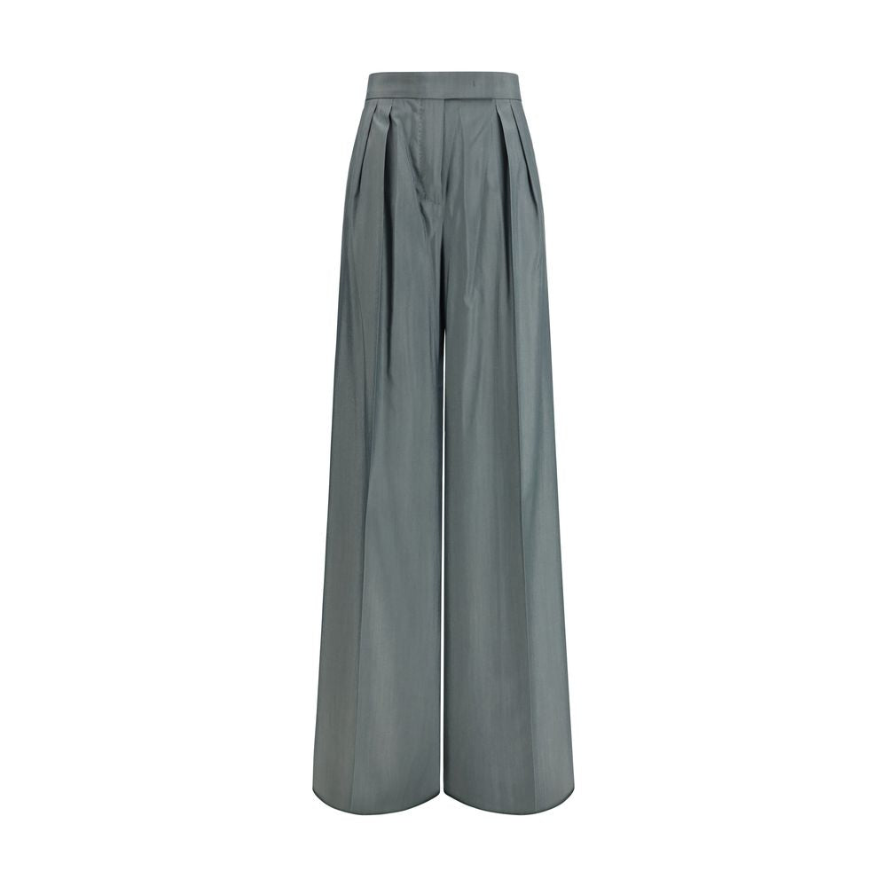 Casual Pants by Max Mara for women in virgin wool & silk bicolour presents a tailored silhouette, showcasing a tailored regular-fit and long cut with a refined for a truly tailored aesthetic.