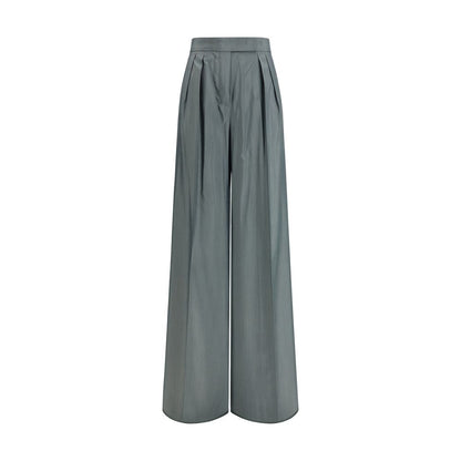 Casual Pants by Max Mara for women in virgin wool & silk bicolour presents a tailored silhouette, showcasing a tailored regular-fit and long cut with a refined for a truly tailored aesthetic.