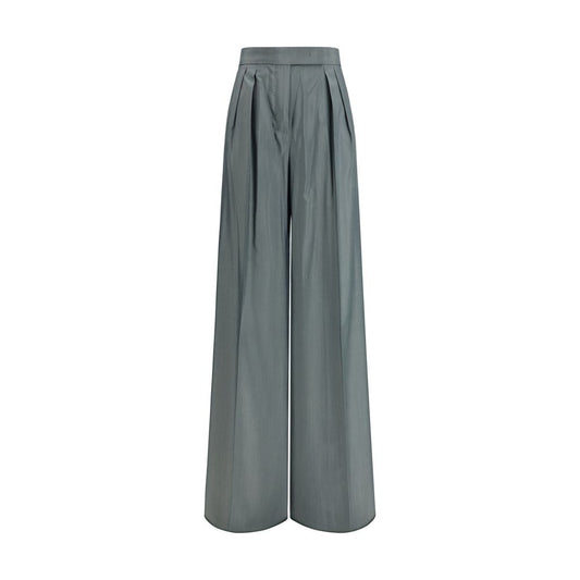 Casual Pants by Max Mara for women in virgin wool & silk bicolour presents a tailored silhouette, showcasing a tailored regular-fit and long cut with a refined for a truly tailored aesthetic.