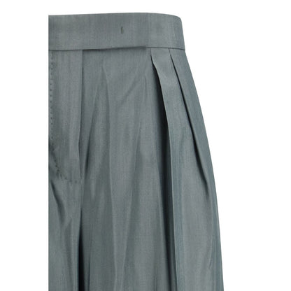 Casual Pants by Max Mara for women in virgin wool & silk bicolour features an refined tailoring silhouette, showcasing a premium regular-fit with a and long cut for a refined tailoring look.
