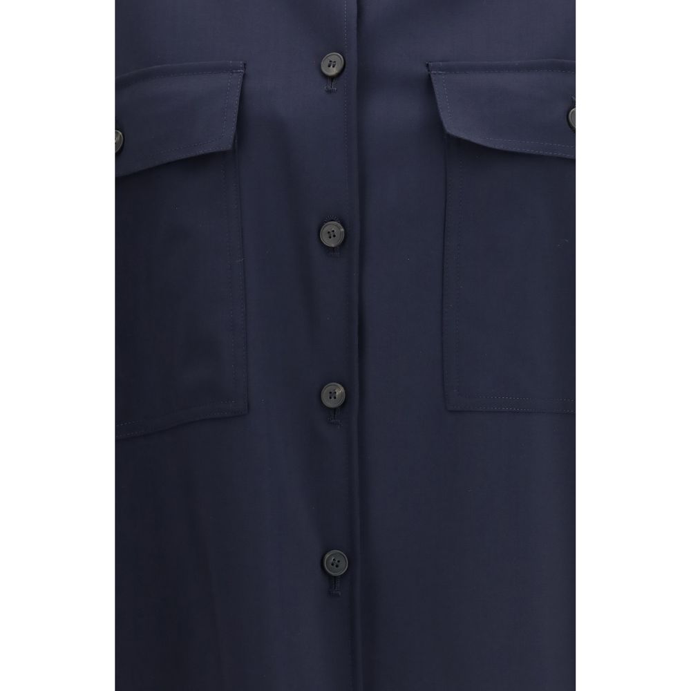 Jacket by Max Mara for women in wool canvas blue & natural features a smart silhouette, perfectly accentuated by its unique and functional pockets for a smart finish.