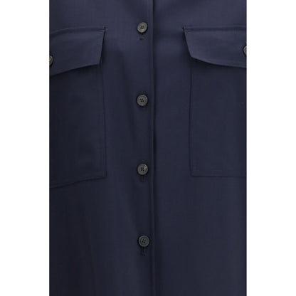 Jacket by Max Mara for women in wool canvas blue & natural features a smart silhouette, perfectly accentuated by its unique and functional pockets for a smart finish.