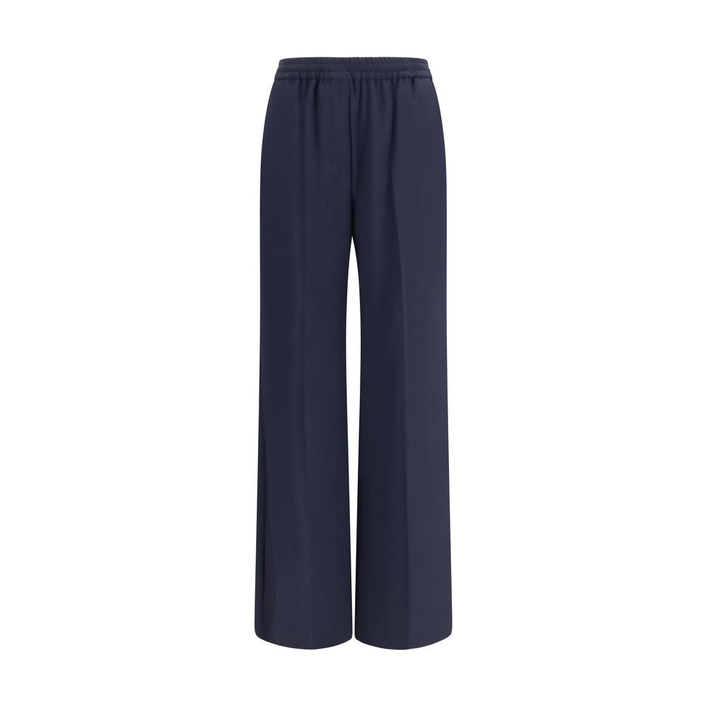 Casual Pants by Max Mara for women in wool canvas blue features an sartorial straight-leg & regular-fit and long with a cut for a sartorial finish.