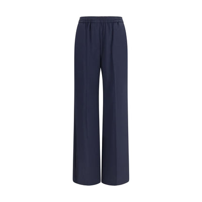 Casual Pants by Max Mara for women in wool canvas blue features an sartorial straight-leg & regular-fit and long with a cut for a sartorial finish.