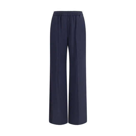 Casual Pants by Max Mara for women in wool canvas blue features an sartorial straight-leg & regular-fit and long with a cut for a sartorial finish.