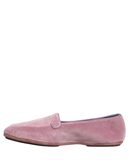 Dolce & Gabbana Pink Velvet Slip On Men Flats Loafers Shoes