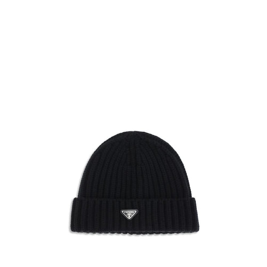 Beanie Hat by Prada for men in virgin wool black features a refined luxury silhouette, artfully capturing the essence of the refined luxury Virgin Wool Beanie Hat design for a sophisticated, premium look.