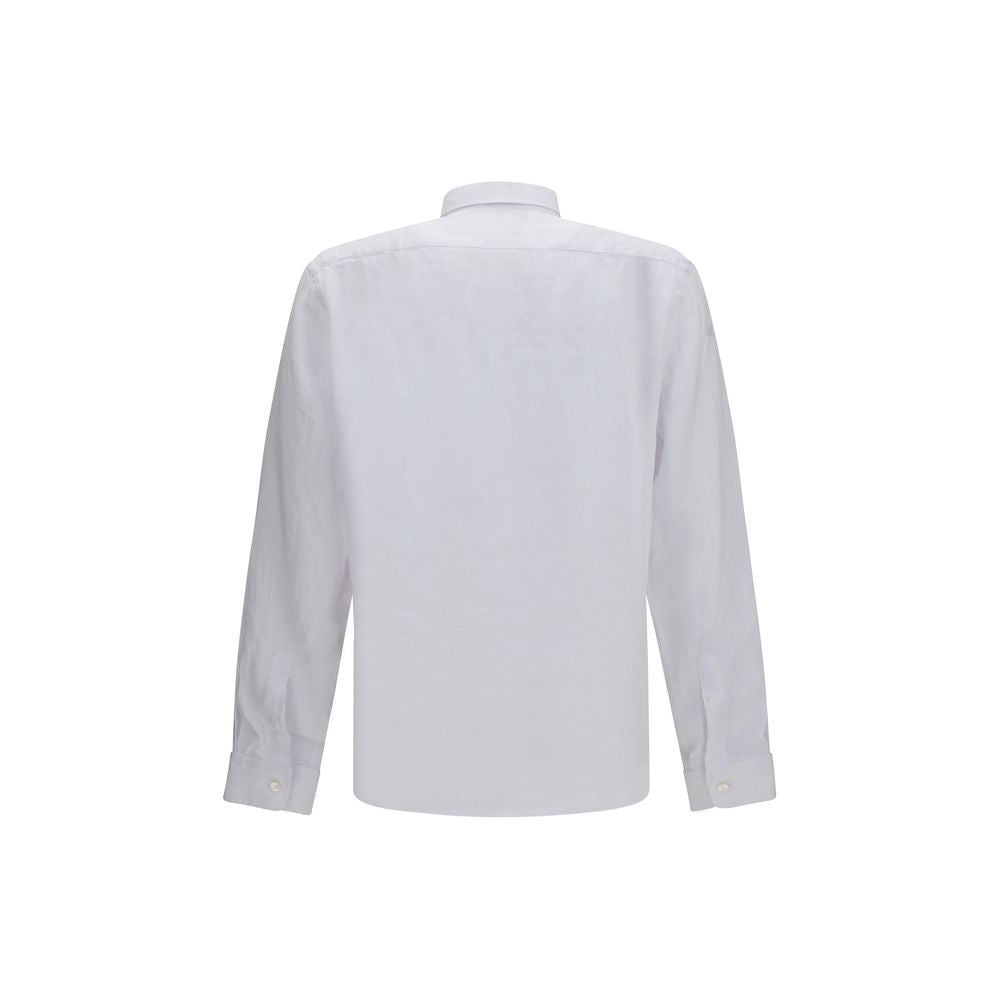 Dress Shirt by Hugo Boss Black for men in linen black & white features an architectural silhouette with a refined and elegant button-down-collar neckline for a architectural look.