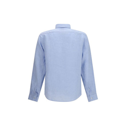 Dress Shirt by Hugo Boss Black for men in linen black & blue showcases a sleek silhouette, elegantly detailed with a sleek button-down-collar neckline and for a sleek finish.