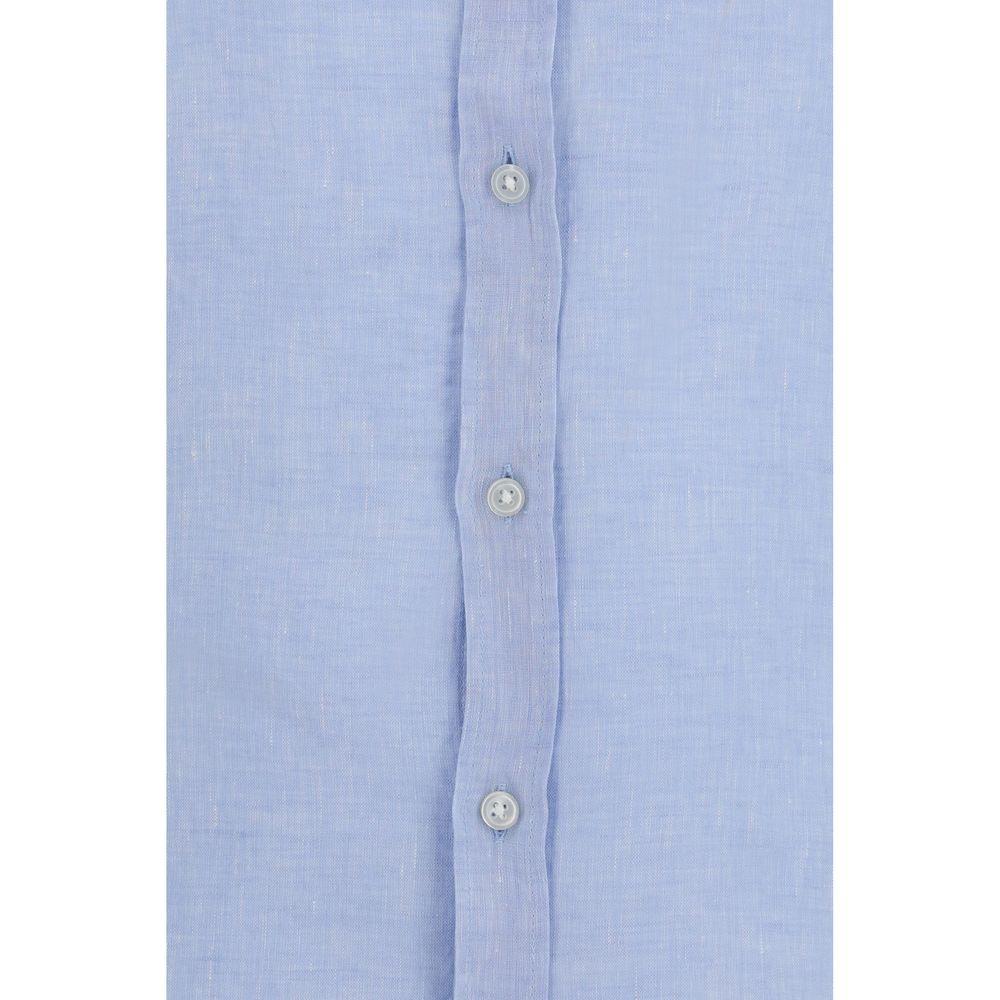 Dress Shirt by Hugo Boss Black for men in linen black & blue showcases a sublime silhouette, artfully detailed with a sublime and for a sophisticated, sublime finish.