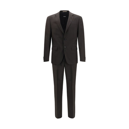Pant Suit by Hugo Boss Black for men in merino virgin wool black & gray showcases a sartorial silhouette, artfully detailed with a sophisticated and a sartorial straight & regular-fit for a refined, high-fashion aesthetic.