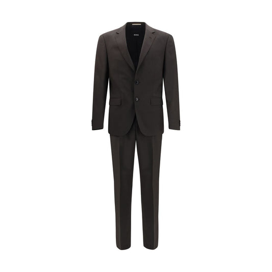 Pant Suit by Hugo Boss Black for men in merino virgin wool black & gray showcases a sartorial silhouette, artfully detailed with a sophisticated and a sartorial straight & regular-fit for a refined, high-fashion aesthetic.