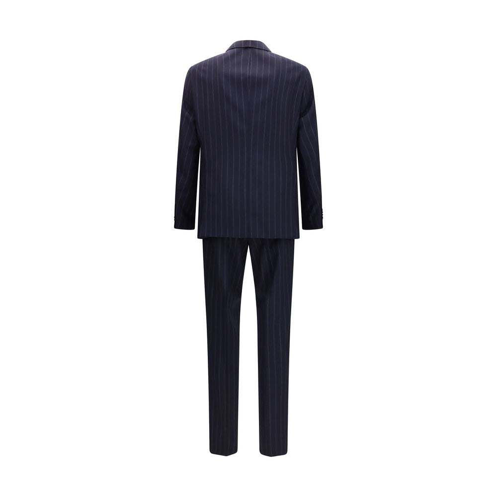Pant Suit by Hugo Boss Black for men in merino virgin wool black, blue, patterned & striped presents a sublime silhouette, showcasing a sophisticated and a sublime regular-fit that exemplifies modern elegance.