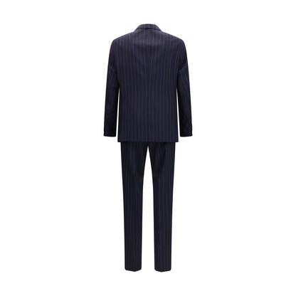 Pant Suit by Hugo Boss Black for men in merino virgin wool black, blue, patterned & striped presents a sublime silhouette, showcasing a sophisticated and a sublime regular-fit that exemplifies modern elegance.