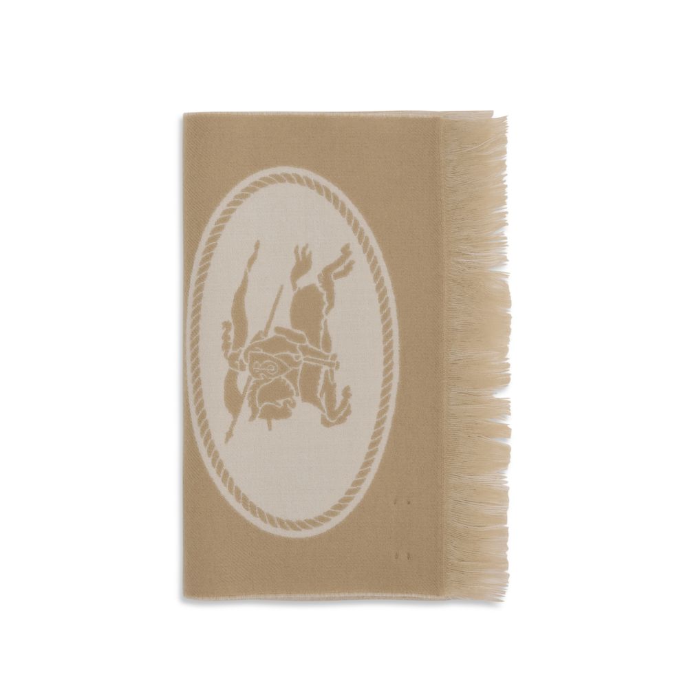 Scarf by Burberry for men in merino wool beige & jacquard showcases a on trend silhouette, artfully capturing the on trend essence of the Merino Wool Fringes Scarf design with a sophisticated finish.