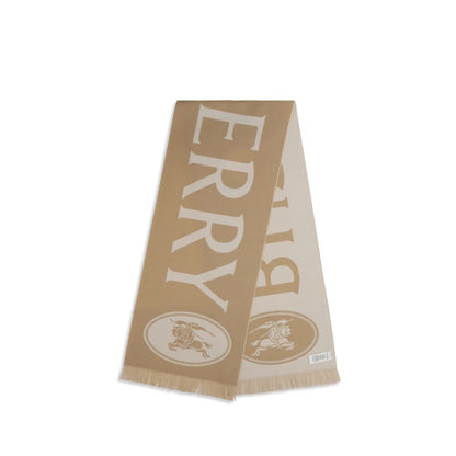 Scarf by Burberry for men in merino wool beige & jacquard presents a cosy silhouette, artfully capturing the sophisticated design and premium aesthetic of the Merino Wool Fringes Scarf.