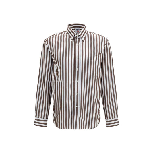 Shirt by Sebago for men in cotton brown, patterned, signature & striped showcases a sublime silhouette, artfully detailed with a sublime button-down-collar neckline and for a sophisticated, sublime finish.