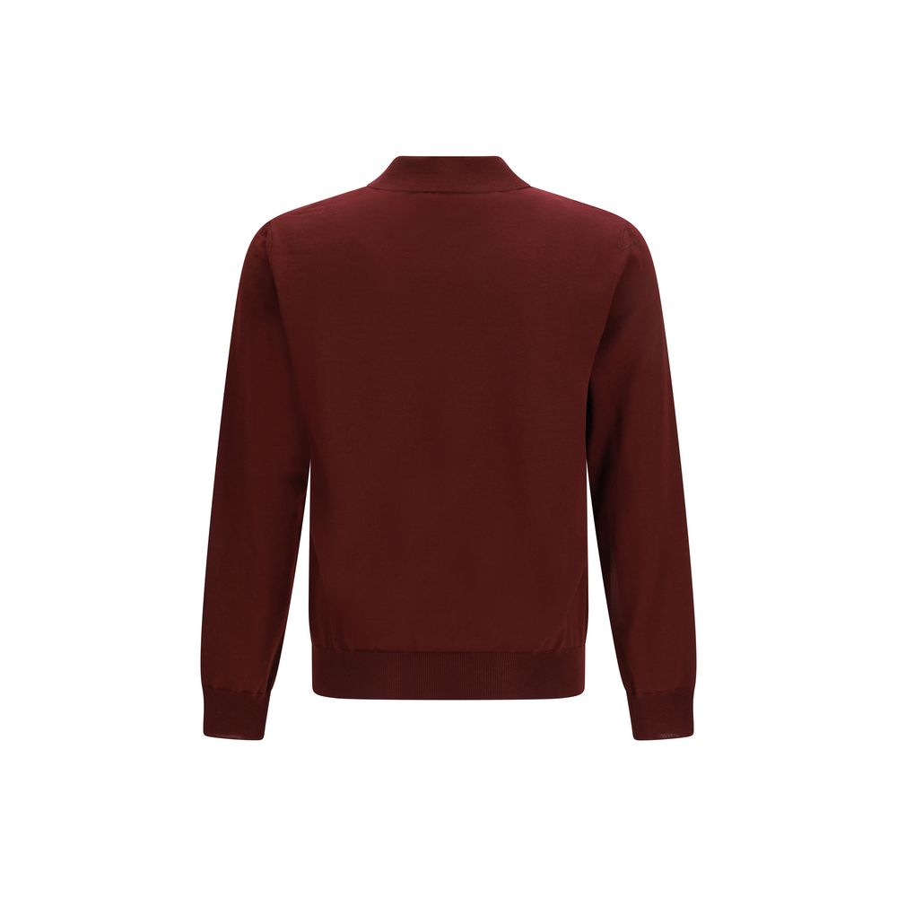 Polo Shirt by Valentino Garavani for men in merino wool bordeaux presents a distinguished silhouette, showcasing a sophisticated and distinguished for a truly distinguished finish.