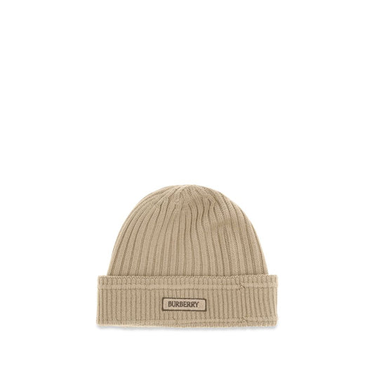 Beanie Hat by Burberry for men in merino wool beige presents a urban-chic silhouette, artfully capturing the essence of the urban-chic Merino Wool Beanie Hat design for a sophisticated look.
