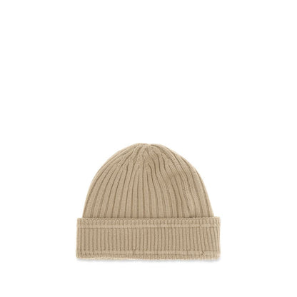 Beanie Hat by Burberry for men in merino wool beige features a refined silhouette, showcasing the refined design of the Merino Wool Beanie Hat for a sophisticated look.
