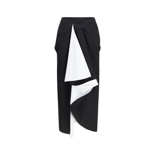Skirt by Givenchy for women in leather silk mohair & merino wool black features an tailored silhouette, artfully capturing the essence of Women's Wrap Leather Silk Mohair & Merino Wool Midi Skirt in a sophisticated midi.