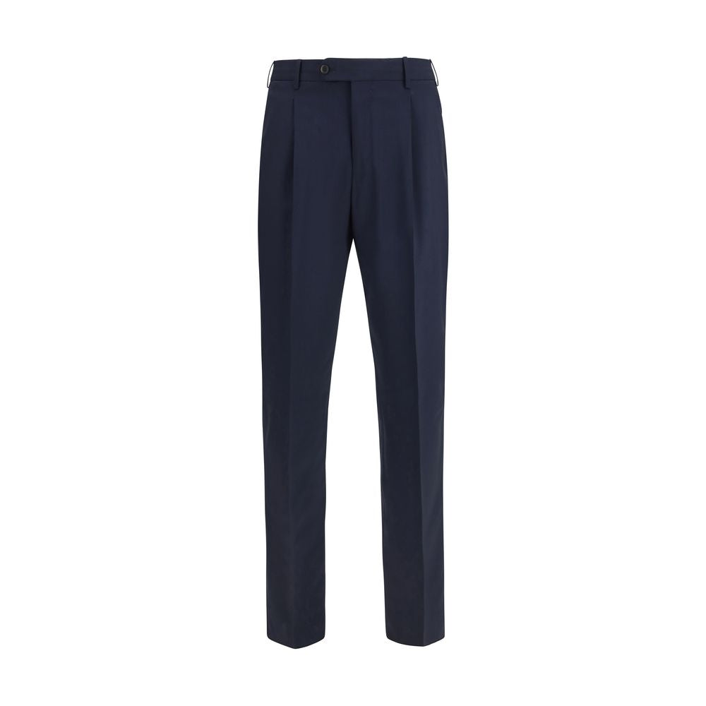 Trousers by PT Torino for men in merino wool blue features an on trend silhouette, showcasing a sophisticated relaxed-fit & regular-fit with a long and for an on trend finish.