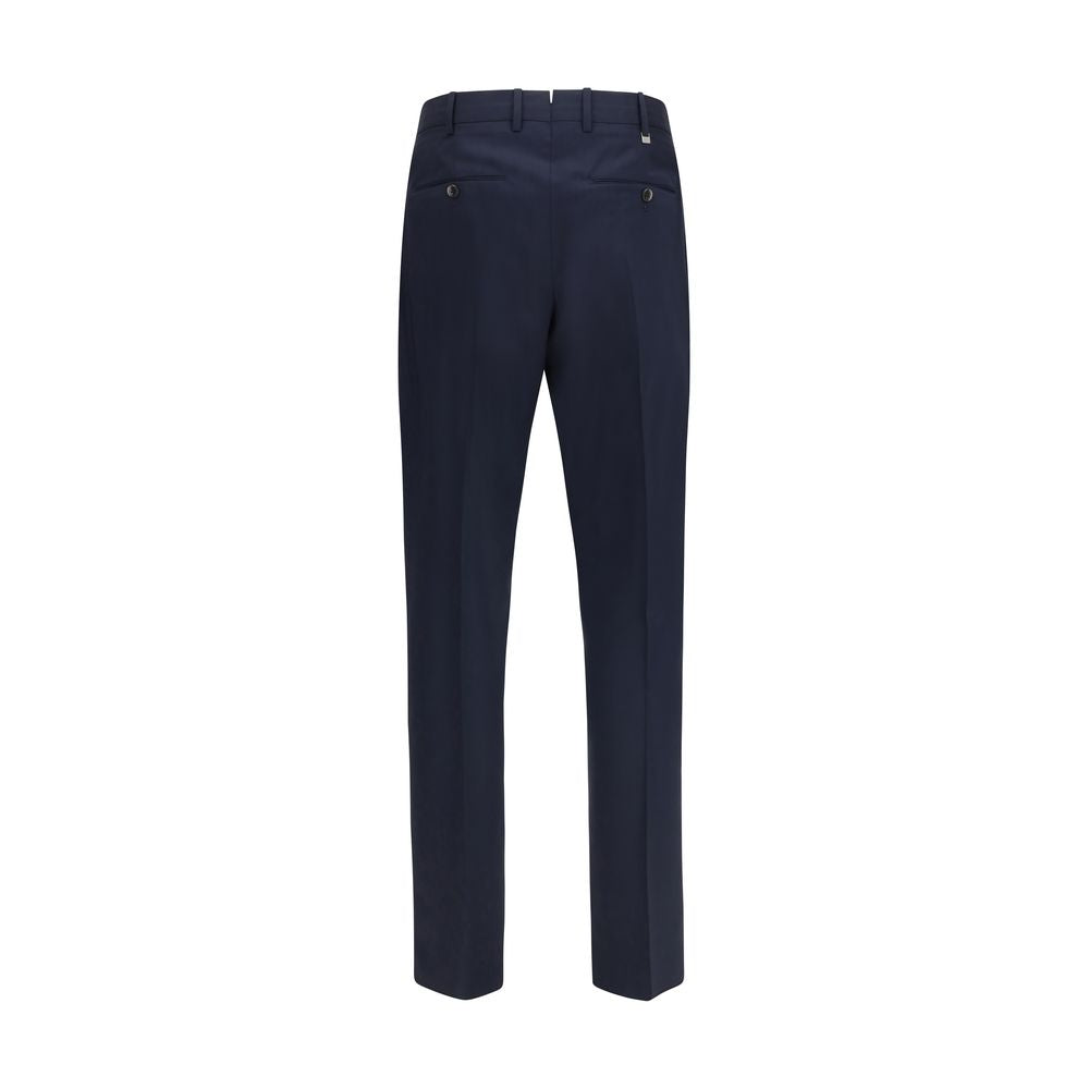 Trousers by PT Torino for men in merino wool blue features a sculptural silhouette, showcasing a sculptural relaxed-fit & regular-fit and long with a sophisticated for a sculptural finish.