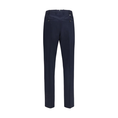 Trousers by PT Torino for men in merino wool blue features a sculptural silhouette, showcasing a sculptural relaxed-fit & regular-fit and long with a sophisticated for a sculptural finish.