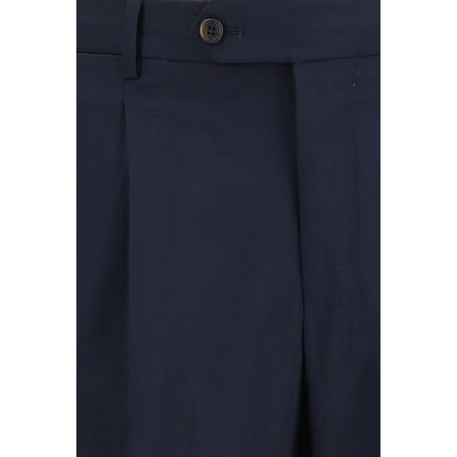 Trousers by PT Torino for men in merino wool blue presents a perennial silhouette, meticulously tailored with a relaxed-fit & regular-fit cut, long finish, and an elegant .