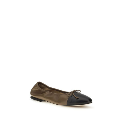 Ballet Flat Shoes by Dear Frances for women in bos taurus calf suede leather brown features an statuesque silhouette from the Gala Women's Bos Taurus Calf Suede Leather Ballet Flat Shoes collection, showcasing a and a statuesque almond toe style for a statuesque look.