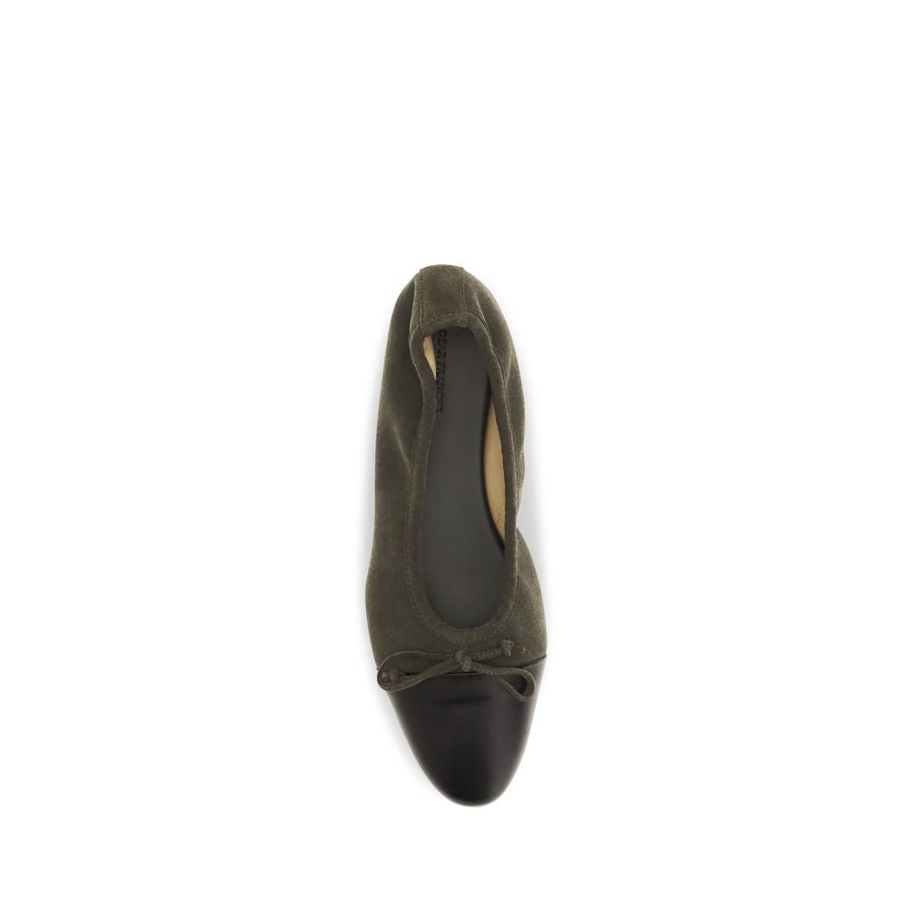Ballet Flat Shoes by Dear Frances for women in bos taurus calf suede leather bicolour presents a effortless chic silhouette, showcasing the Gala Women's Bos Taurus Calf Suede Leather Ballet Flat Shoes design with a effortless chic and almond toe style for a sophisticated look.