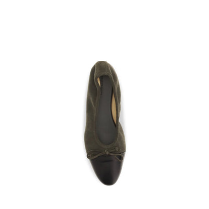 Ballet Flat Shoes by Dear Frances for women in bos taurus calf suede leather bicolour presents a effortless chic silhouette, showcasing the Gala Women's Bos Taurus Calf Suede Leather Ballet Flat Shoes design with a effortless chic and almond toe style for a sophisticated look.
