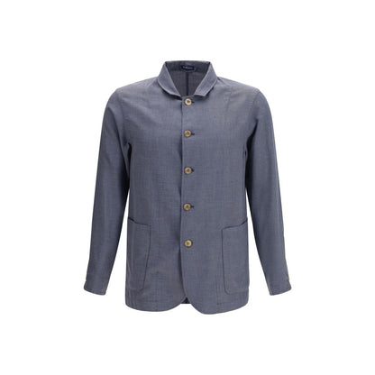 This Jacket by Finamore for men in cotton silk & wool gray showcases a magnificent silhouette, meticulously crafted with a distinctive and functional lightweight & pockets for a magnificent finish.