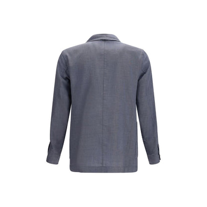 Jacket by Finamore for men in cotton silk & wool gray features a smart silhouette, perfectly accentuated by its unique and functional lightweight & pockets for a smart finish.