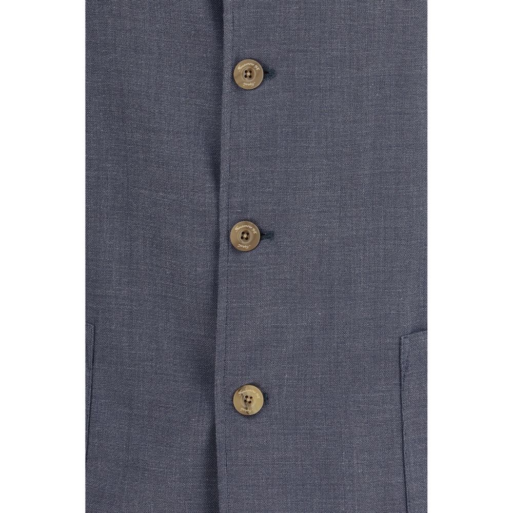 Jacket by Finamore for men in cotton silk & wool gray presents a impeccable silhouette, showcasing distinct lightweight & pockets and a impeccable for a sophisticated finish.