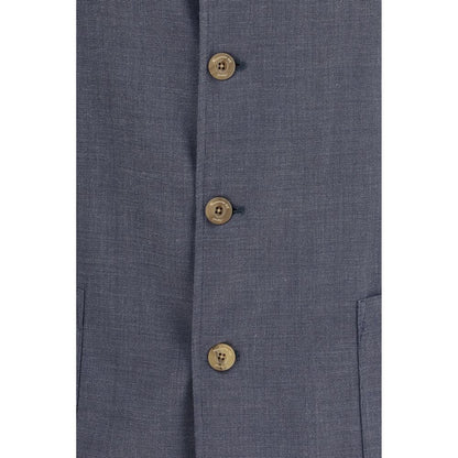 Jacket by Finamore for men in cotton silk & wool gray presents a impeccable silhouette, showcasing distinct lightweight & pockets and a impeccable for a sophisticated finish.