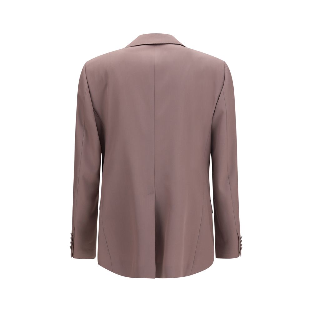 Blazer by Dolce & Gabbana for men in wool brown showcases a discerning silhouette, elegantly detailed with a sophisticated lapel peak-lapel neckline and premium for a truly discerning finish.