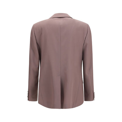 Blazer by Dolce & Gabbana for men in wool brown showcases a discerning silhouette, elegantly detailed with a sophisticated lapel peak-lapel neckline and premium for a truly discerning finish.