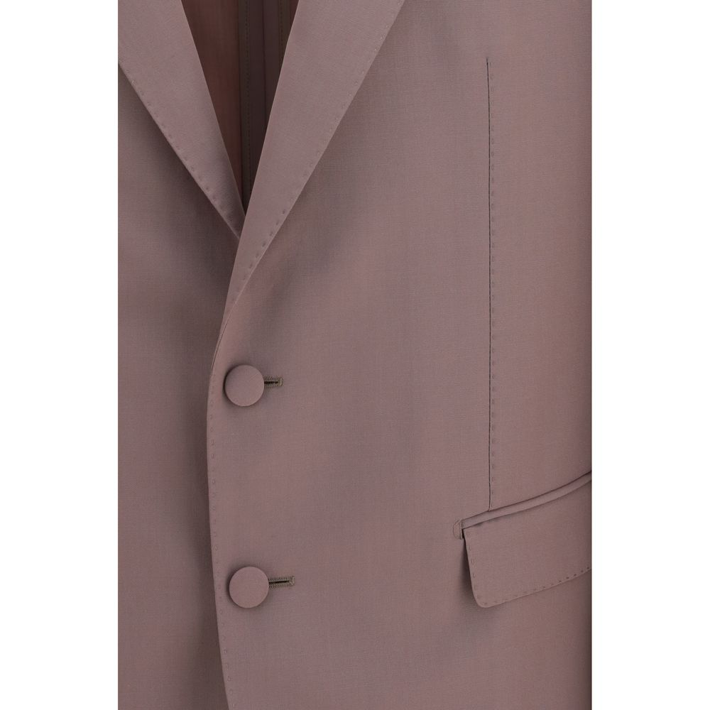 Blazer by Dolce & Gabbana for men in wool brown showcases a polished silhouette, highlighted by a refined and polished for a sophisticated finish.